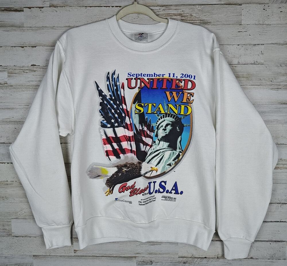 Vintage 9/11 Crew Neck Sweatshirt JERZEES Small 2001 United We Stand NYC USA